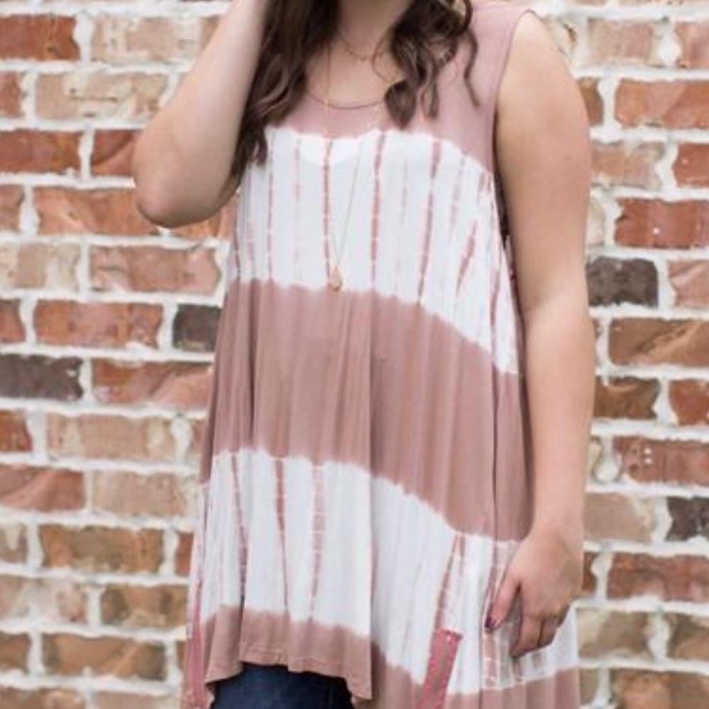 Mauve tie dye tank top